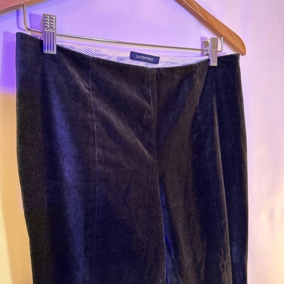 Lands End Velvet Black Petite Slim Bottom Side Slit Leg Zipper Pants Trousers 6P - Picture 6 of 11